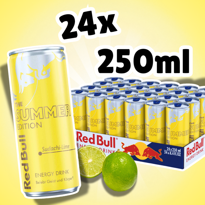 24x Red Bull Summer Edition Sudachi Lime Energy Drink mit Sudachi-Limetten-Geschmack | 24 × 250 ml