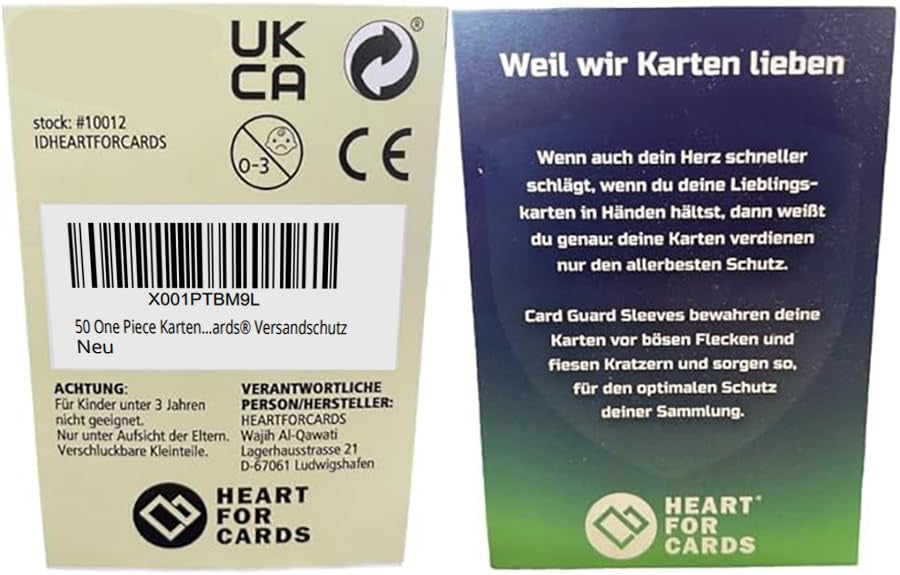 50 original One-Piece-Karten - Englisch - Plus 3 Seltene (Holo) garantiert + Heartforcards® Versandschutz