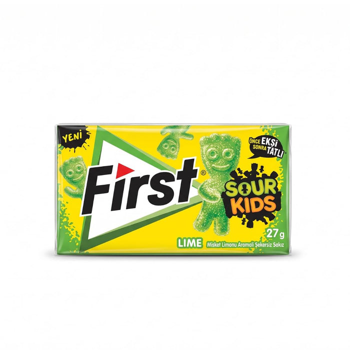 First Sour Kids Kaugummi 3er Mix (Redberry, Lime, Blue Raspberry) Zuckerfrei Sauer Süß 3x12 (36 Stück)