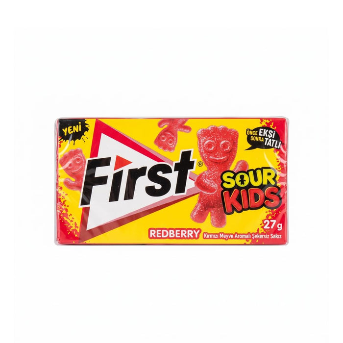 First Sour Kids Kaugummi 3er Mix (Redberry, Lime, Blue Raspberry) Zuckerfrei Sauer Süß 3x12 (36 Stück)