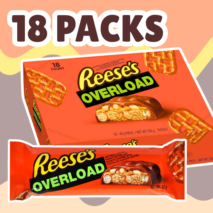 18x Reese’s Overload Riegel – Erdnussbutter, Brezeln & Karamell, 18x42 g