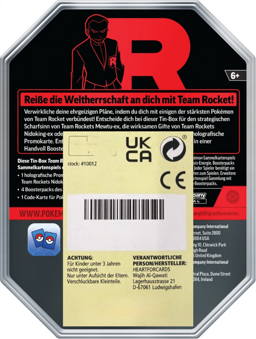 Pokémon Ewige Rivalen Tin Nidoking ex Deutsch – 4 Boosterpacks, Promo Karte & Code Karte, TCG Box