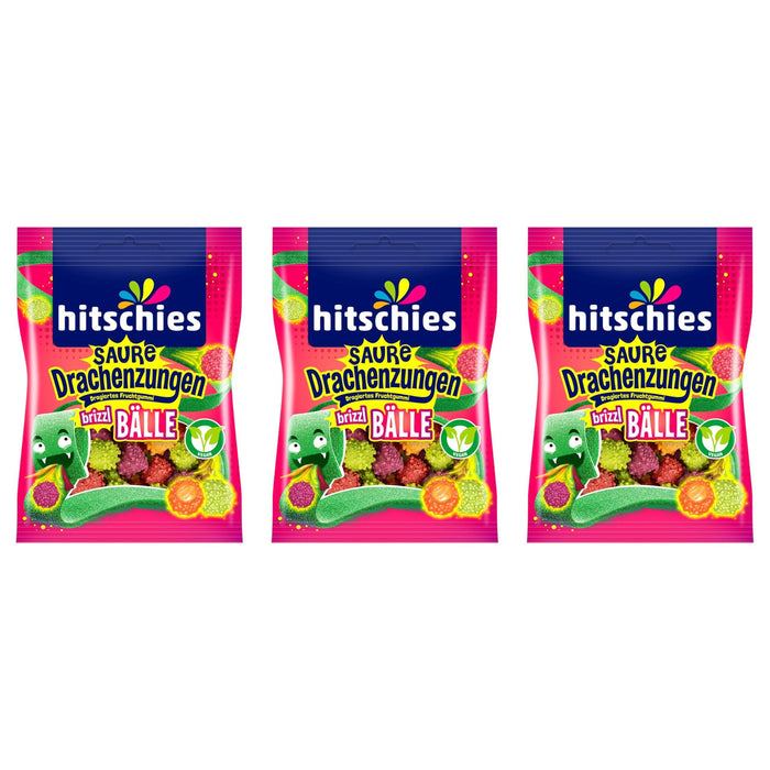 3x Saure Drachenzungen Brizzl Bälle | 100g | Extra sauer & fruchtig | Knackige Hülle, weicher Kern!