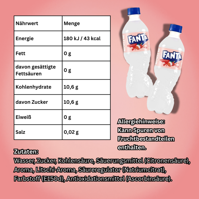 1x Fanta Lychee – Erfrischungsgetränk mit Litschi-Geschmack – 1x500 ml