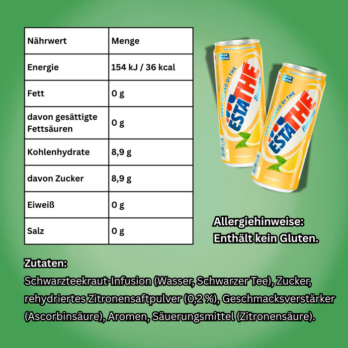 24x Estathé Limone – Schwarzer Tee mit Zitronengeschmack, 24x330 ml