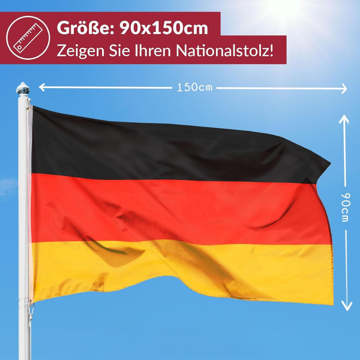 Deutschland Flagge 90x150 cm – WM 2026 Fan Fahne – Polyester, wetterfest & reißfest – mit Metallösen