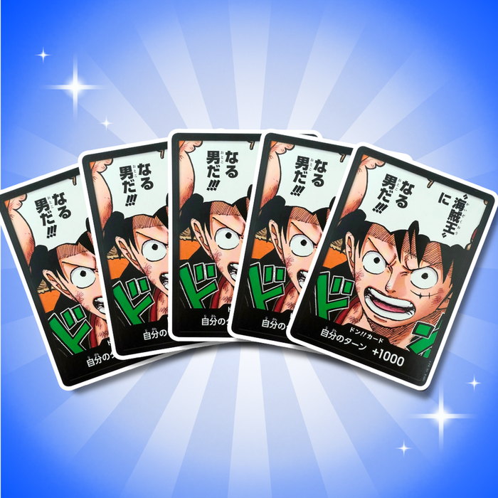 One Piece Magazin Promo Set Japanisch – 2× Shanks OP01-120, Uncut Mini Manga Rares, 5× Ruffy DON!! & Promo-Artikel