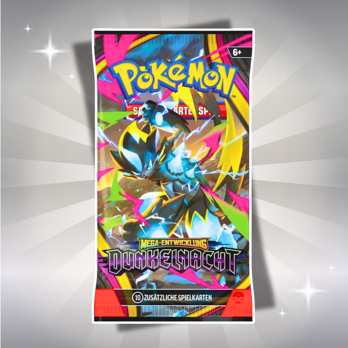 Pokémon Mega-Entwicklung: Dunkelnacht Top-Trainer-Box Deutsch – 9 Booster & Zarude Promokarte