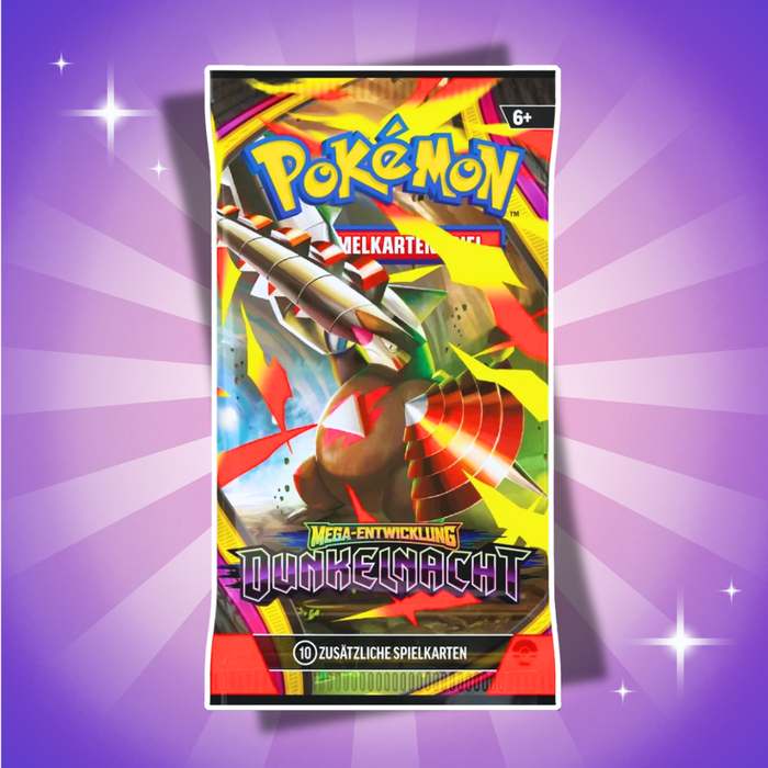 1x Pokémon Mega-Entwicklung: Dunkelnacht Booster Deutsch – 1 Booster Pack mit 10 Karten