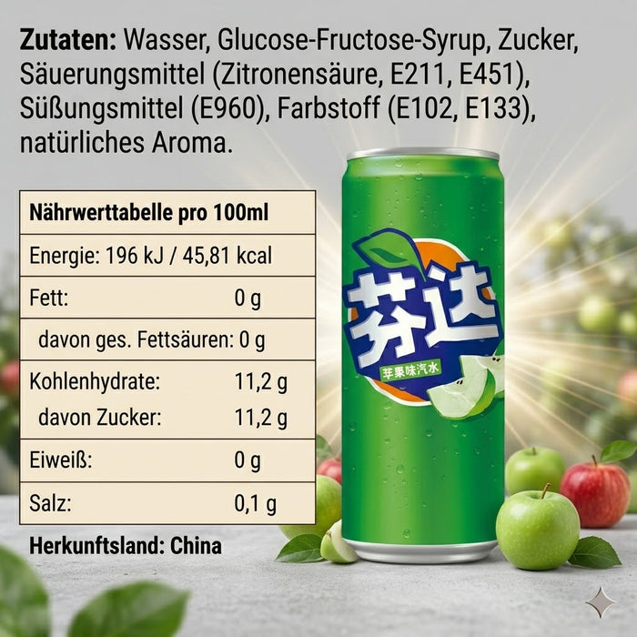 Fanta Apple (China) – Erfrischende Apfel-Limonade (330ml)