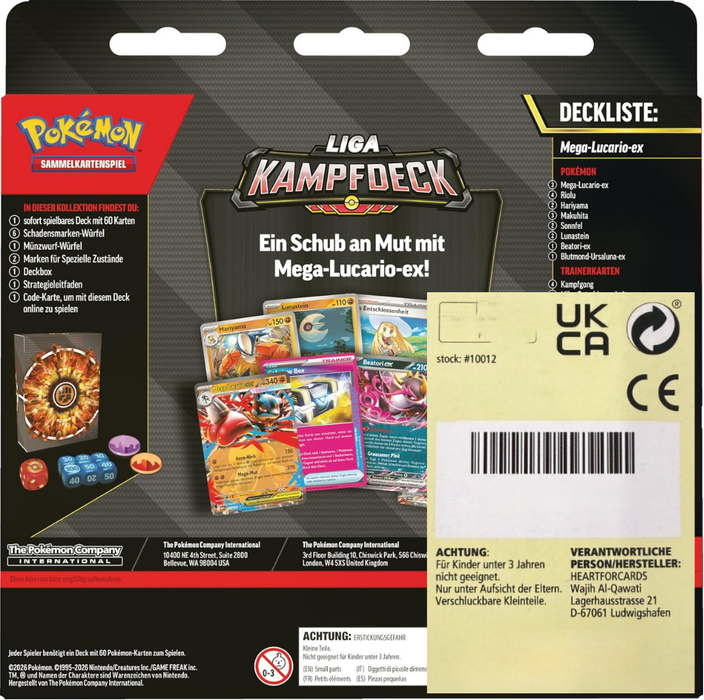 Pokémon TCG Liga-Kampfdeck Mega-Lucario-ex Deutsch – Spielfertiges 60-Karten-Deck