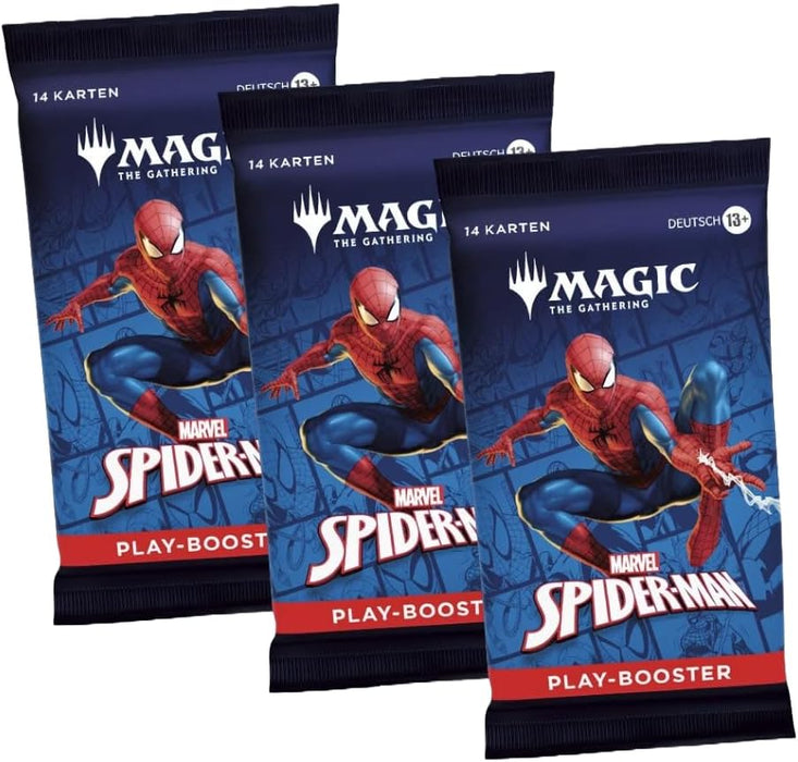 3X Magic Marvel’s Spider-Man Play Booster (EN) | Englische Karten | Spider-Verse Crossover | inkl. Heartforcards® Versandschutz