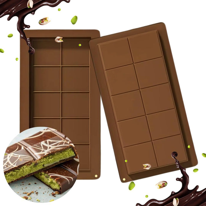 Schokoladenformen für Dubai-Schokolade 2x Tief Silikon Backform Set für 2x200g Ideal für DIY Schokoriegel, Kadayif, Pistazien & Pralinen Vegan Geschirrspülergeeignet Befüllen