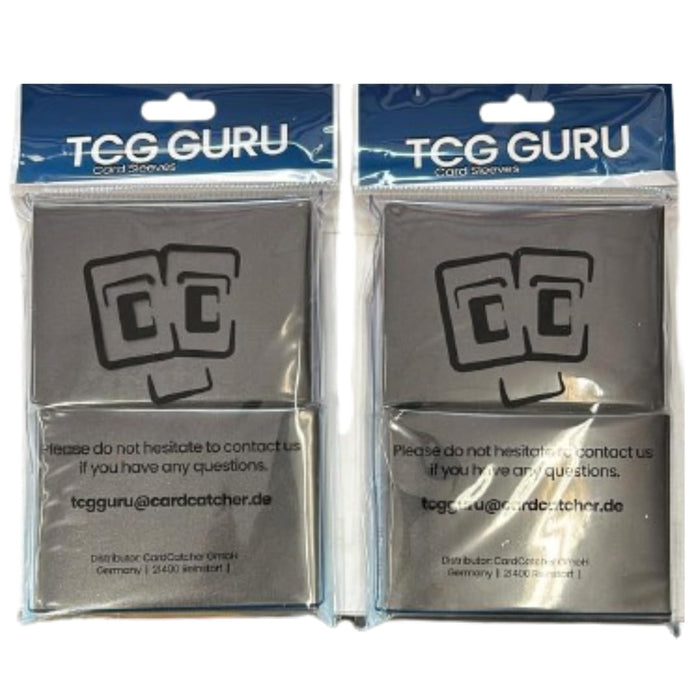 2x102 TCG Guru Matte Black Hüllen Clear Front Matte Black - Standard Size Schwarze Deckhüllen 66mmx92,5mm - Deck Protector Die perfekten Sleeves für deine Sammelkarten+ Heartforcards® Versandschutz