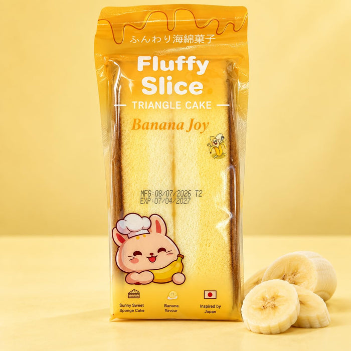 Fluffy Slice Triangle Cake 4er Probierpaket – Strawberry Bliss, Cocoa Desire, Banana Joy & Matcha Glow – Luftig-weicher Rührkuchen, einzeln verpackte süße Snacks