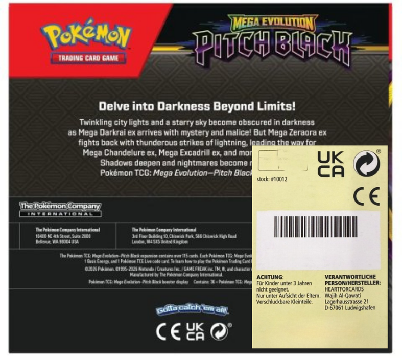 Pokémon Pitch Black Booster Box Englisch – 36 Booster Packs mit je 10 Karten