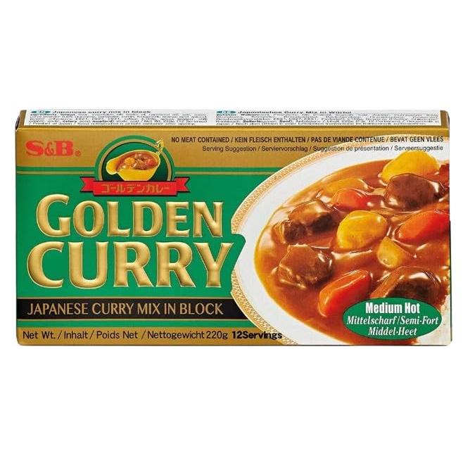 3x220g S&B GOLDEN CURRY MIX - Japanese Curry Mix - vegetarian no meat contained - 3 Geschmäcker: Mild, Medium Hot & Hot