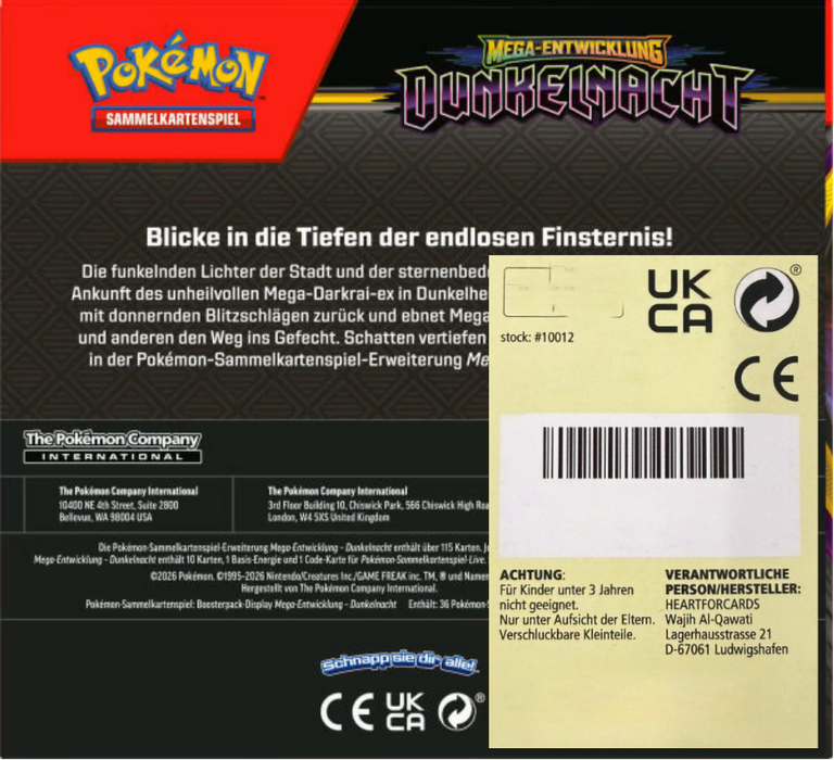 Pokémon Mega-Entwicklung: Dunkelnacht Booster Box Display Deutsch – 36 Booster Packs mit je 10 Karten