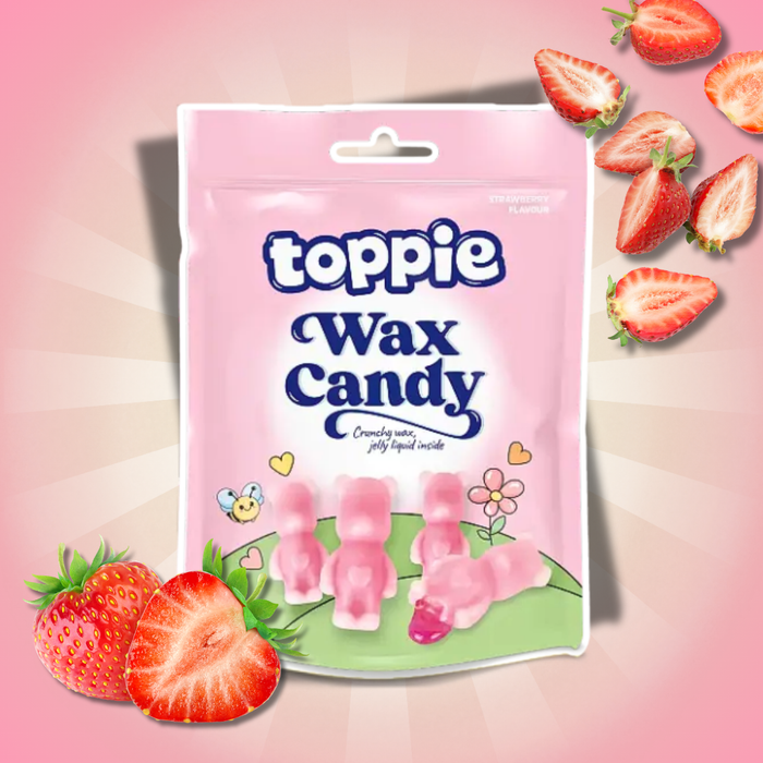 1x Toppie Wax Candy 40 g – Flüssige Süßigkeit in Wachshülle (Blueberry, Strawberry oder Green Apple) – Zufällige Sorte