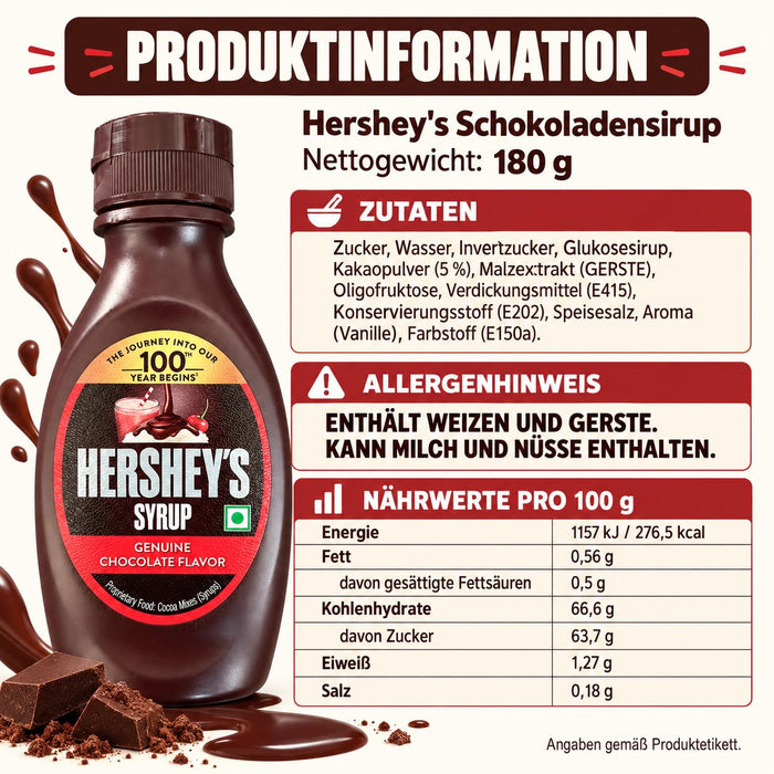 Hershey’s Sirup Probierpaket 2er Mix – Schokolade & Erdbeere – 2 × 180 g Dessertsoße für Eis, Pancakes, Waffeln und Milchshakes +Heartglobal Versandschutz