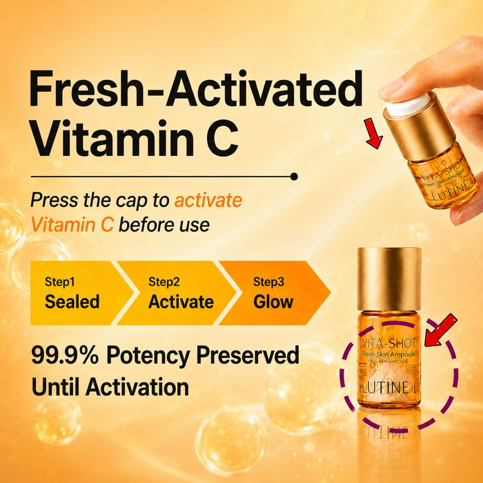 ILUTINE Vita-Shot Vitamin C Serum Programm Ampullen-Komplettset Korean Scin Care – 4 Dual-Kammer-Ampullen | 100.000 ppm Vitamin C | 28-Tage Intensivpflege für strahlende Haut