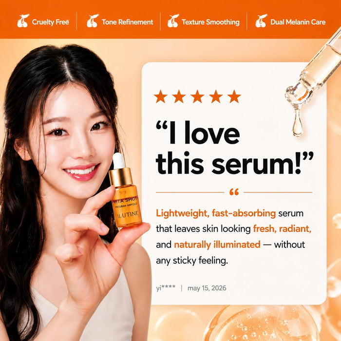 ILUTINE Vita-Shot Vitamin C Serum Programm Ampullen-Komplettset Korean Scin Care – 4 Dual-Kammer-Ampullen | 100.000 ppm Vitamin C | 28-Tage Intensivpflege für strahlende Haut