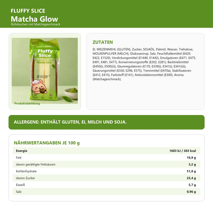 Fluffy Slice Triangle Cake 4er Probierpaket – Strawberry Bliss, Cocoa Desire, Banana Joy & Matcha Glow – Luftig-weicher Rührkuchen, einzeln verpackte süße Snacks