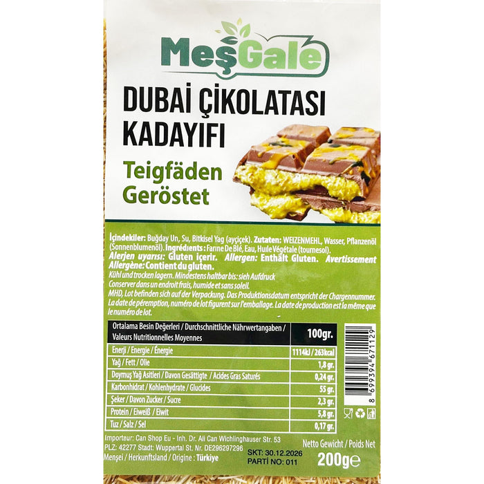 Kadayif 200g + Pistaziencreme Gusto Etna (190g) + 2er Schokoladenform | Set für Dubai-Schokolade zum Selbermachen