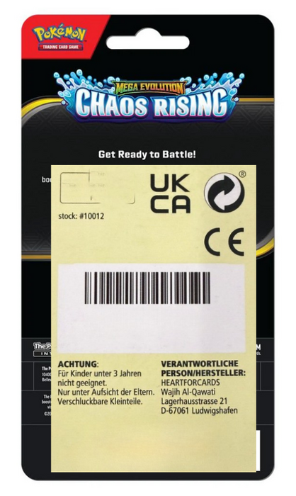 Pokémon Mega Evolution: Chaos Rising Premium Checklane Blister Englisch – Booster + Toxel Promo