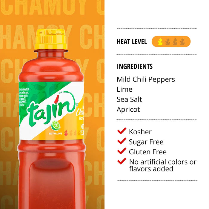 TAJIN Scharf-fruchtige Chamoysauce 455ml – Fruchtig und Würzig | Mexikanische Fruchtsauce für Snacks, Grill, und Rezepte (MHD: 3.2025)