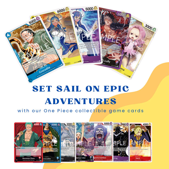 50 original One-Piece-Karten - Englisch - Plus 3 Seltene (Holo) garantiert + Heartforcards® Versandschutz