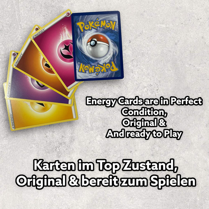 Pokémon TCG – 100 Basis-Energiekarten | Alle Energietypen enthalten | 5–20 Karten pro Typ