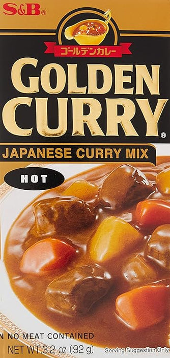 S&B Golden Curry Hot – 92 g | Japanischer Curry-Mix mit intensiver Schärfe | Würzige Currysauce für Fleisch, Gemüse & Tofu | Einfach & schnell zubereitet
