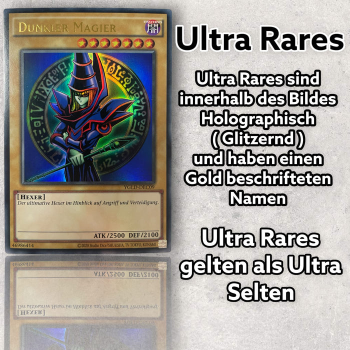 YU-GI-OH! 50 Holo Karten Sammlung - englisch - (z.B. XYZ, Synchro, Super, Ultra usw.) Yugioh Glitzer Karten + 1x Heartforcards Toploader