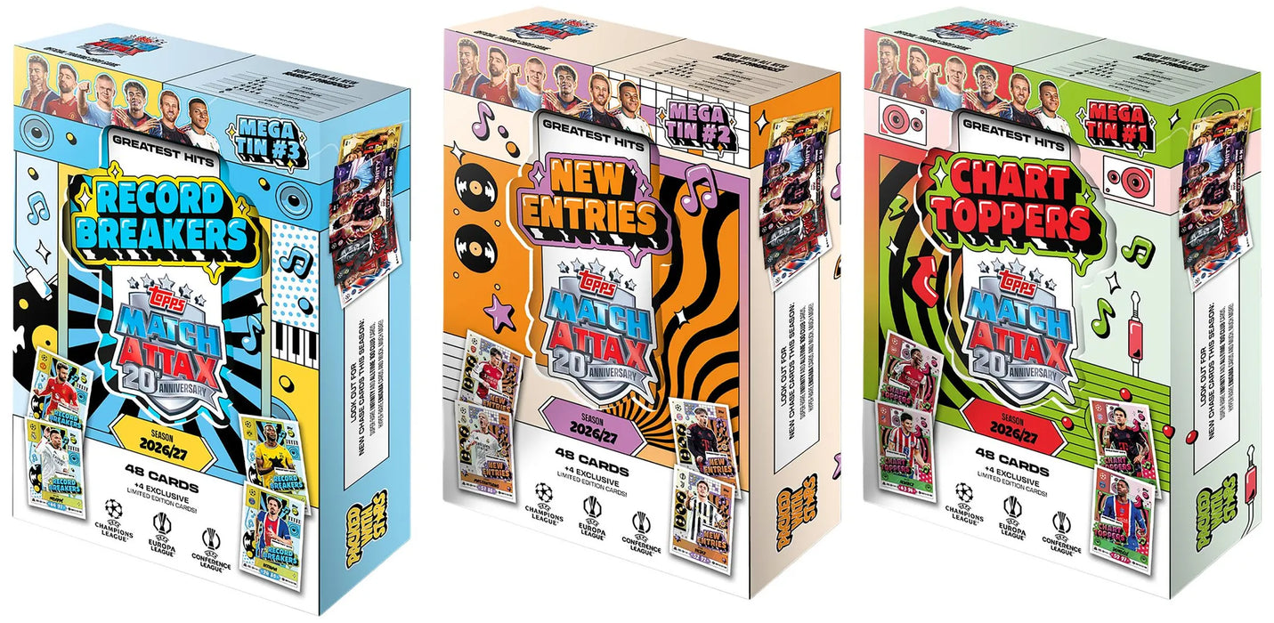 Topps Match Attax UEFA Club Competitions Champions League 2026/2027 – Mega Tin – Zufälliges Design – Deutsch