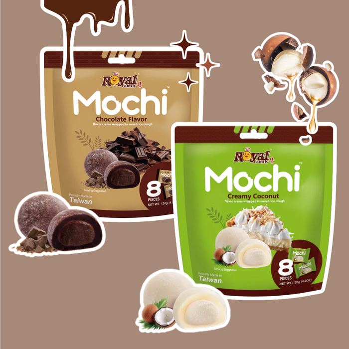 Royal Family Mochi – Creamy Coconut & Chocolate Flavor – je 8 Stück – 2x120g