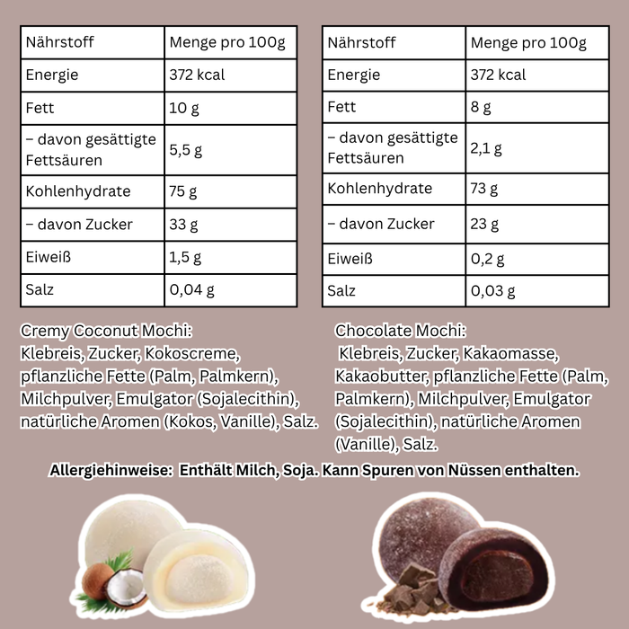 Royal Family Mochi – Creamy Coconut & Chocolate Flavor – je 8 Stück – 2x120g