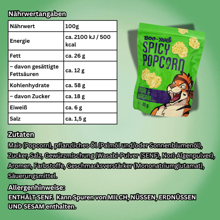 1x Boo-Yah Spicy Popcorn 80g – Verschiedene Sorten (Spicy Mango / Korean Fried Chicken / Spicy Caramel / Nori & Wasabi)