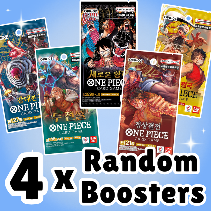 Bandai One Piece 4 Koreanische Booster Packs Sammelkarten aus den verschiedestens Sets