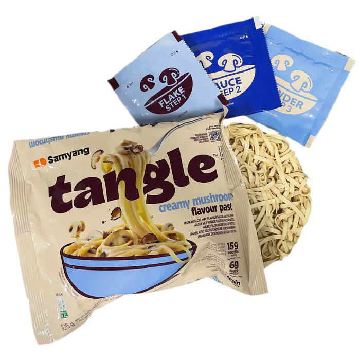3er Pack Samyang Ramen Tangle – Creamy Mushroom | 3x koreanische Instant-Nudeln mit cremiger Pilzsoße | Je 105 g | Halal zertifiziert
