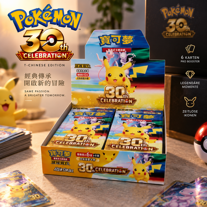 Pokémon 30 Jahre Celebration M6aF Booster Box Display Traditional Chinese – 30th Anniversary – 20 Booster – 120 Karten