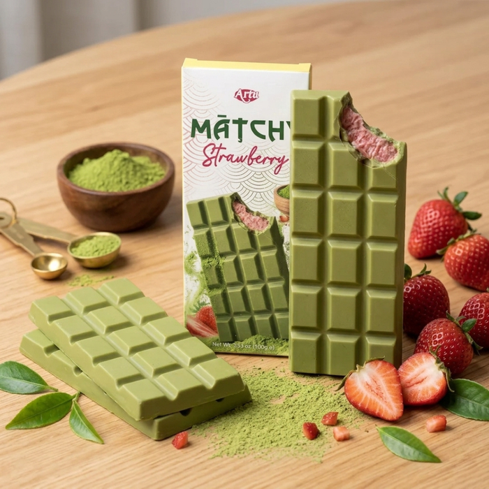 ARTU Matchy Chocolate Strawberry 105g – Zartschmelzende Schokolade trifft auf Matcha & Erdbeere
