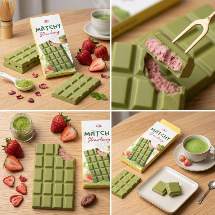 ARTU Matchy Chocolate Strawberry 105g – Zartschmelzende Schokolade trifft auf Matcha & Erdbeere