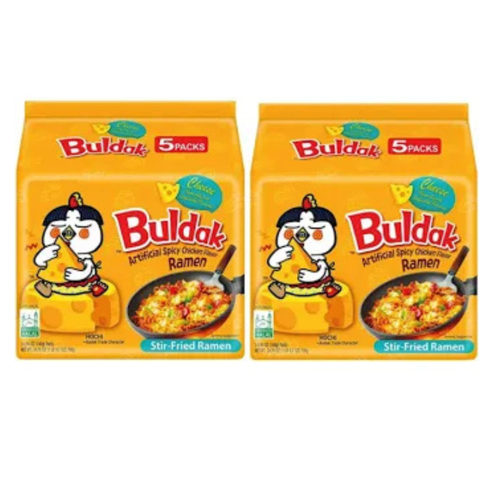 Samyang Buldak Hot Chicken Cheese Ramen 10 × 140 g – Scharfe koreanische Instant-Nudeln mit Käsegeschmack