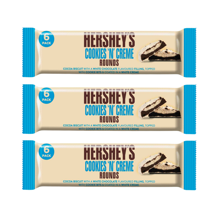 3x Hershey’s Cookies’n’Creme Rounds (je 96g) | Knusprige Schoko-Kekse mit cremiger Füllung | Original amerikanische Schokolade | 3er-Vorratspack