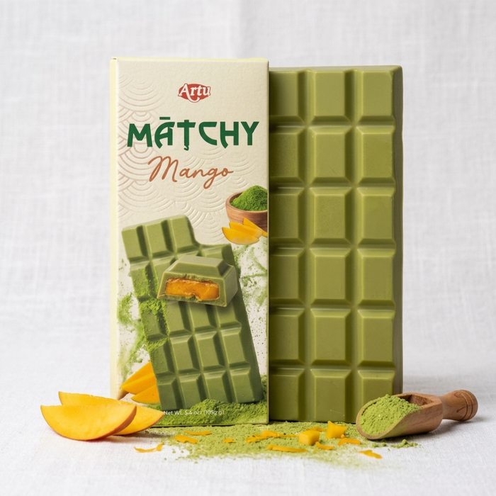 Artu Matcha Chocolate Mango 100g – Weiße Schokolade mit Matcha & Mango-Füllung