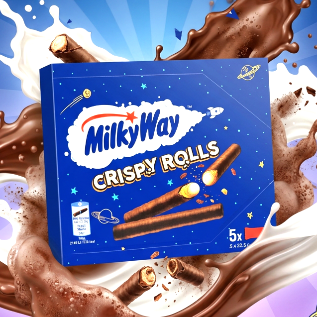 Milky Way Crispy Rolls Knusprige Waffelröllchen mit Luftiger Milchcremefüllung und Milchschokoladenüberzug 112,5 g