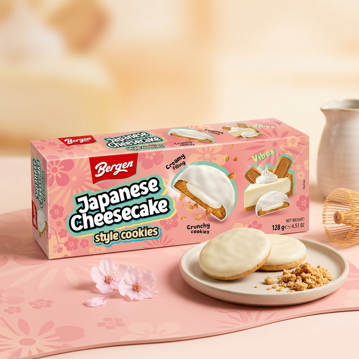 Bergen Japanese Cheesecake Style Cookie – Mürbekekse mit Joghurtcreme und Milchglasur 128 g