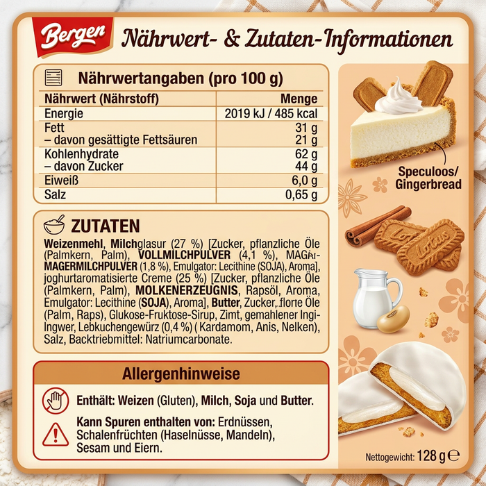 Bergen Japanese Cheesecake Style Cookie – Mürbekekse mit Joghurtcreme und Milchglasur 128 g