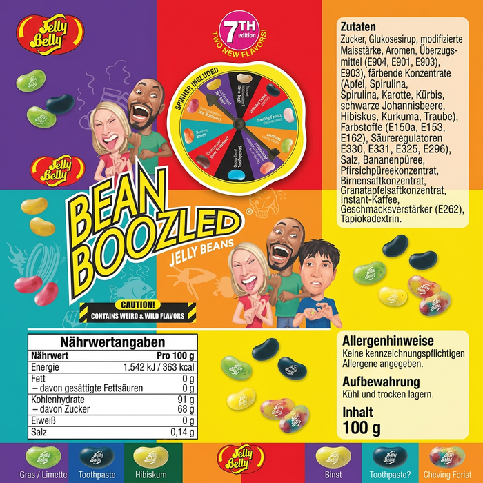 Jelly Belly Bean Boozled 100 g – Geleebohnen mit überraschenden Geschmacksrichtungen, bunter Süßigkeiten-Mix